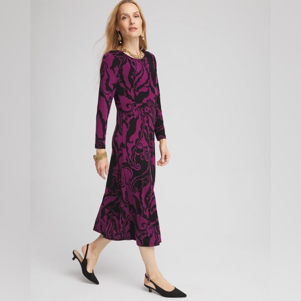 Chico’s Elegant Purple and Black Women's Dress XS